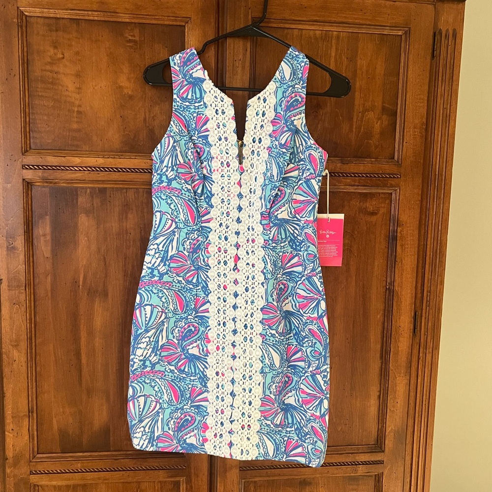 NWT Lily Pulitzer for Target Sleeveless Dress Blue/Pink/White Zipper Back Size 4